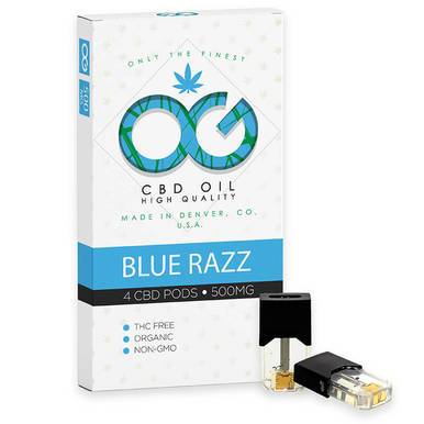 OG Labs Blue Razz CBD Pod 500mg - 4 Pods Per Pack
