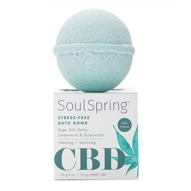 SoulSpring Stress-Free CBD Bath Bomb 75mg