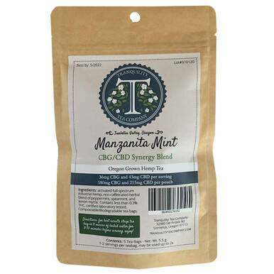 Tranquility Tea Company Manzanita Mint CBD & CBG Tea 215mg
