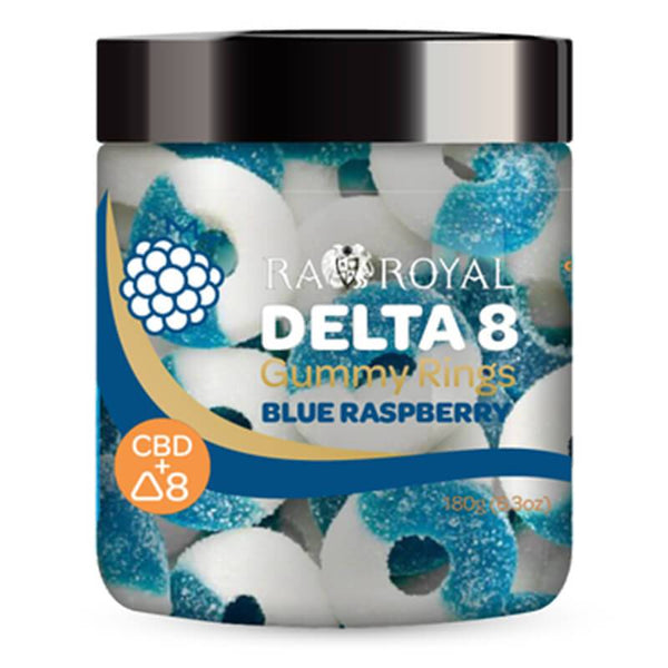 Blue Raspberry CBD + Delta 8 THC Gummy Rings By RA Royal CBD