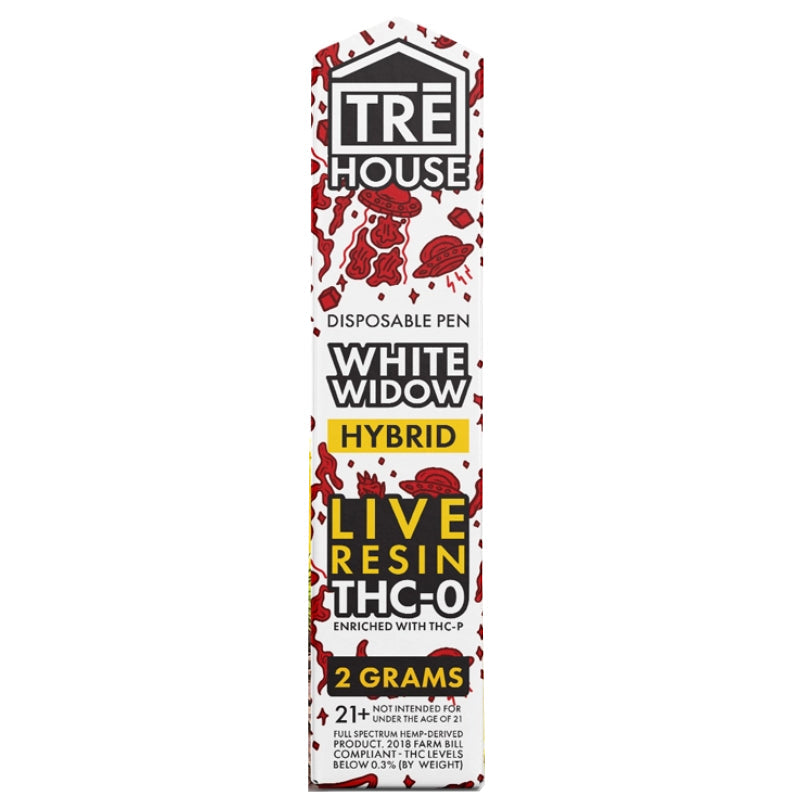 White Widow Hybrid Live Resin THC-O + THC-P + Delta 8 Rechargeable Disposable By TreHouse