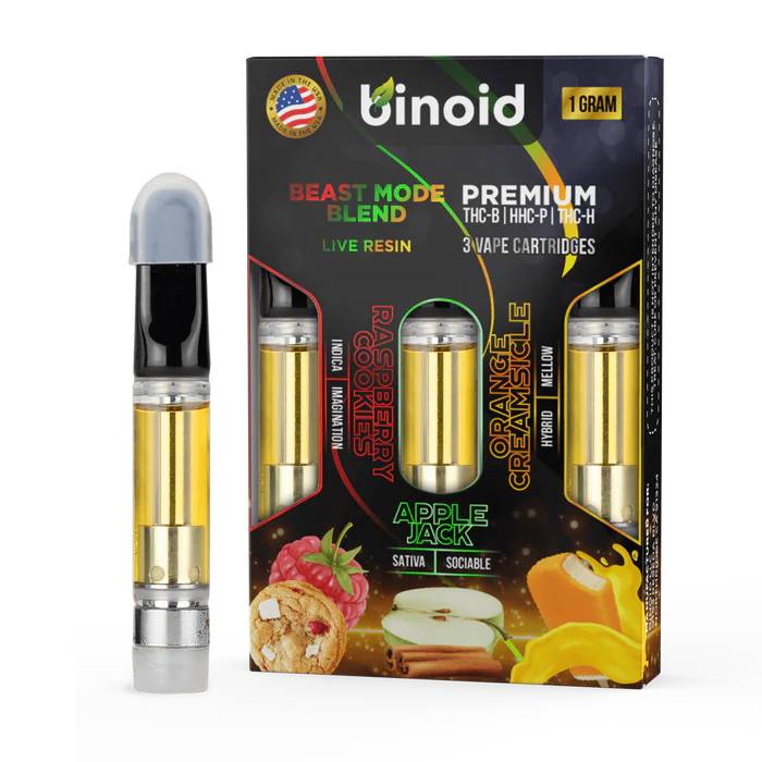 Live Resin THC-B + HHC-P + THC-H Cartridges By Binoid