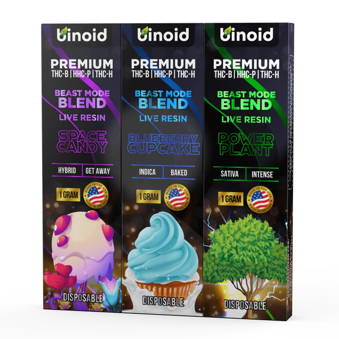 Live Resin THC-B + THC-H + HHC-P Beast Mode Blend Disposables By Binoid