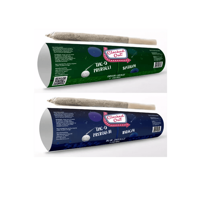Blue Zkittlez Indica THC-O Pre Roll By Clocked Out