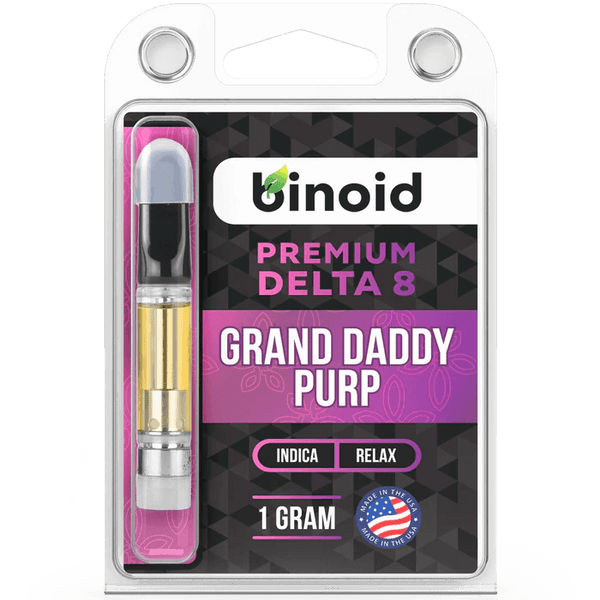 Grand Daddy Purp Indica Delta 8 THC Vape Cartridge By Binoid