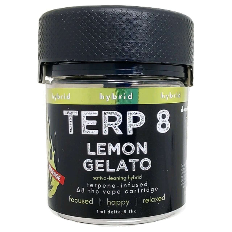 Lemon Gelato Hybrid Delta 8 Vape Cartridge By Terp 8