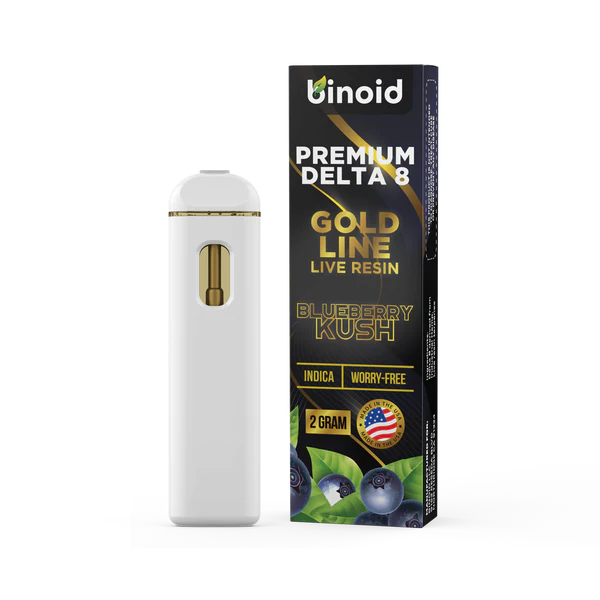 Blueberry Kush Indica Live Resin Delta 8 Rechargeable Disposable By Binoid