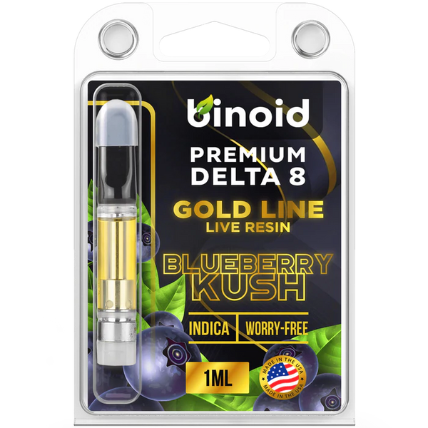 Blueberry Kush Indica Delta 8 Live Resin Vape Cartridge By Binoid