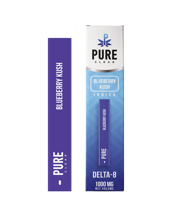 Blueberry Kush Indica Delta 8 Disposable Pen By Pure Clear
