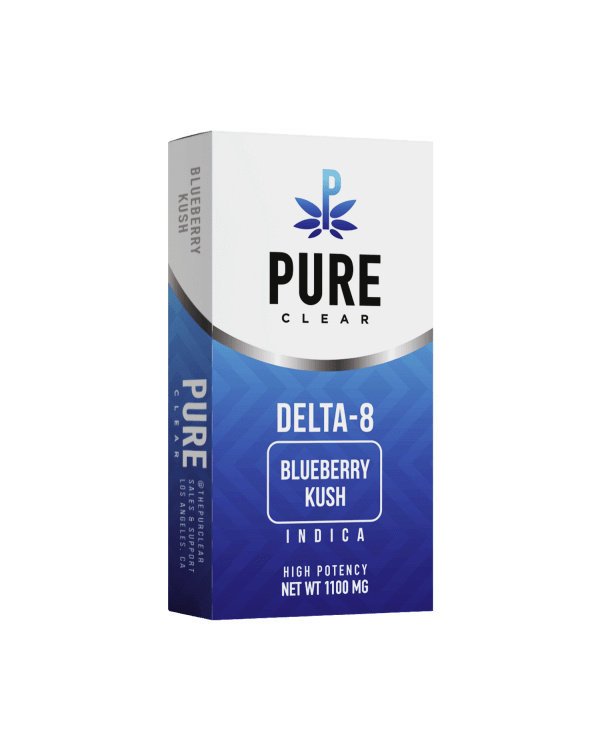 Blueberry Kush Indica Delta 8 Vape Cartridge By Pure Clear