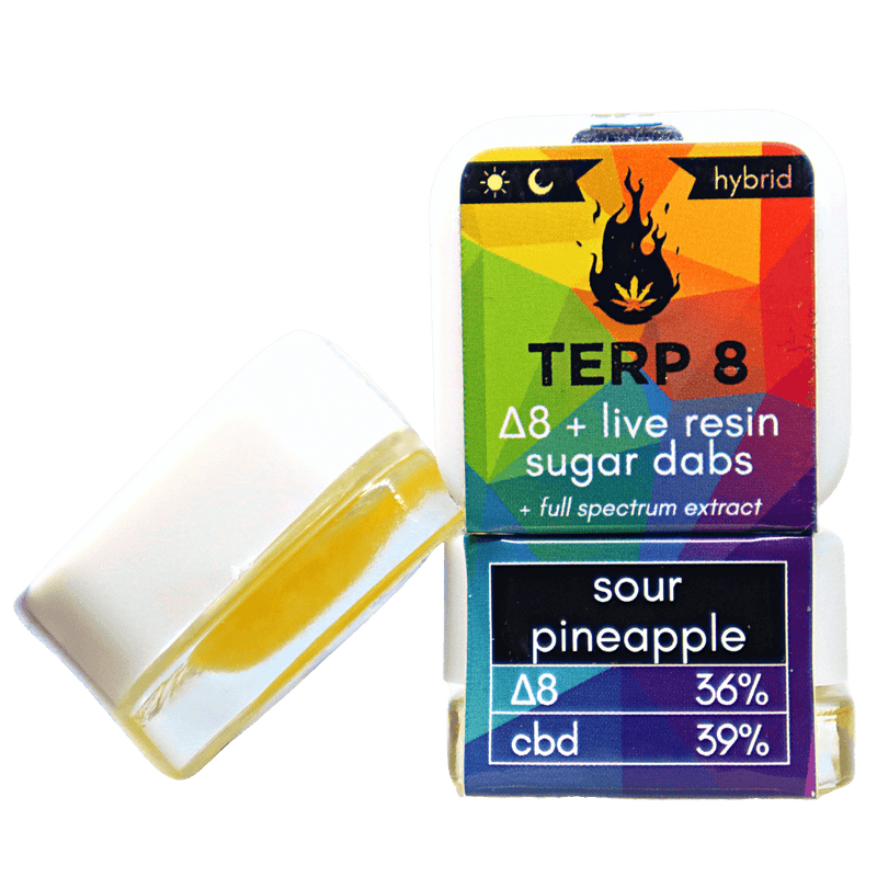 Sour Pineapple Hybrid CBD Live Resin + Delta 8 Anytime Sugar Dab By Terp 8