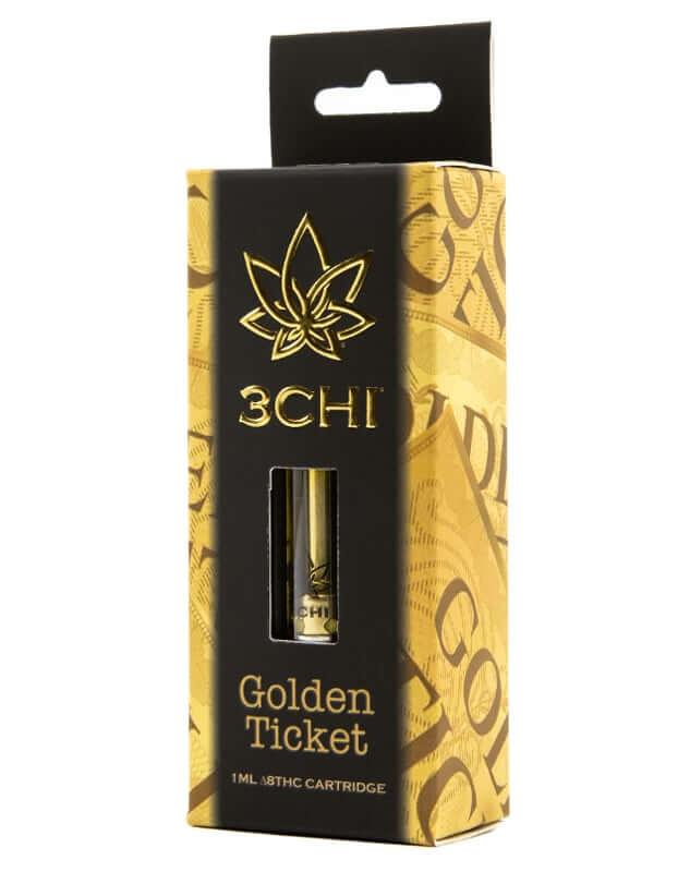 Golden Ticket Hybrid Delta 8 THC Vape Cartridge By 3Chi