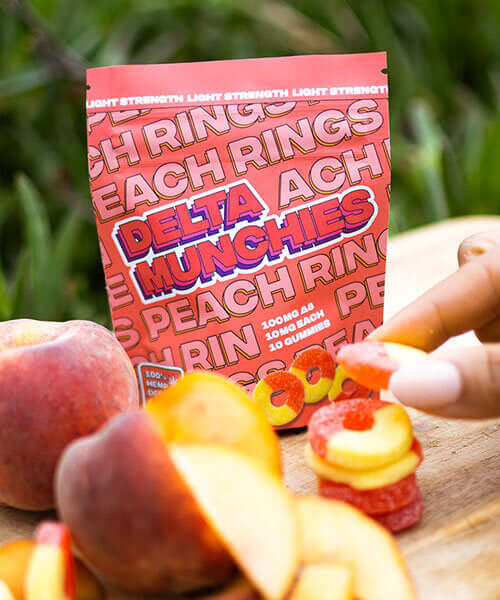 Peach Rings Delta 8 THC Gummies By Delta Munchies