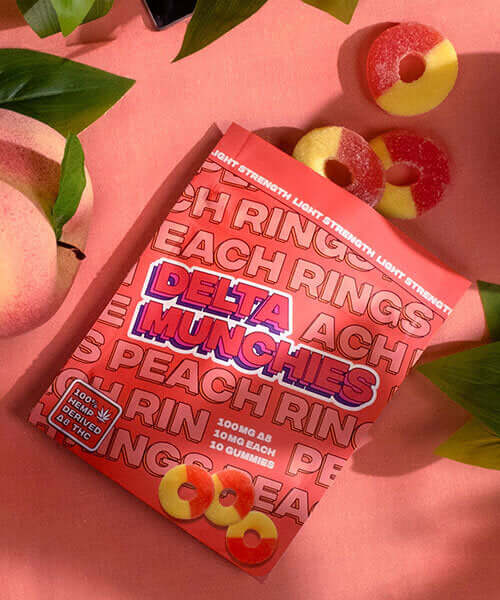 Peach Rings Delta 8 THC Gummies By Delta Munchies