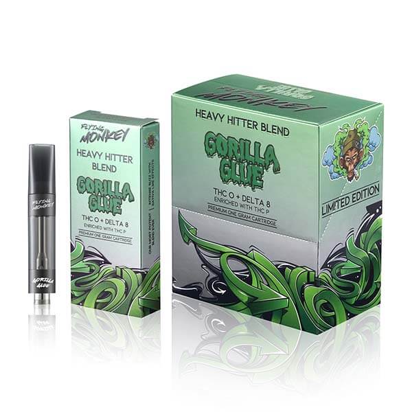 Gorilla Glue Indica THC-O + Delta 8 With THC-P Vape Cartridge By Flying Monkey