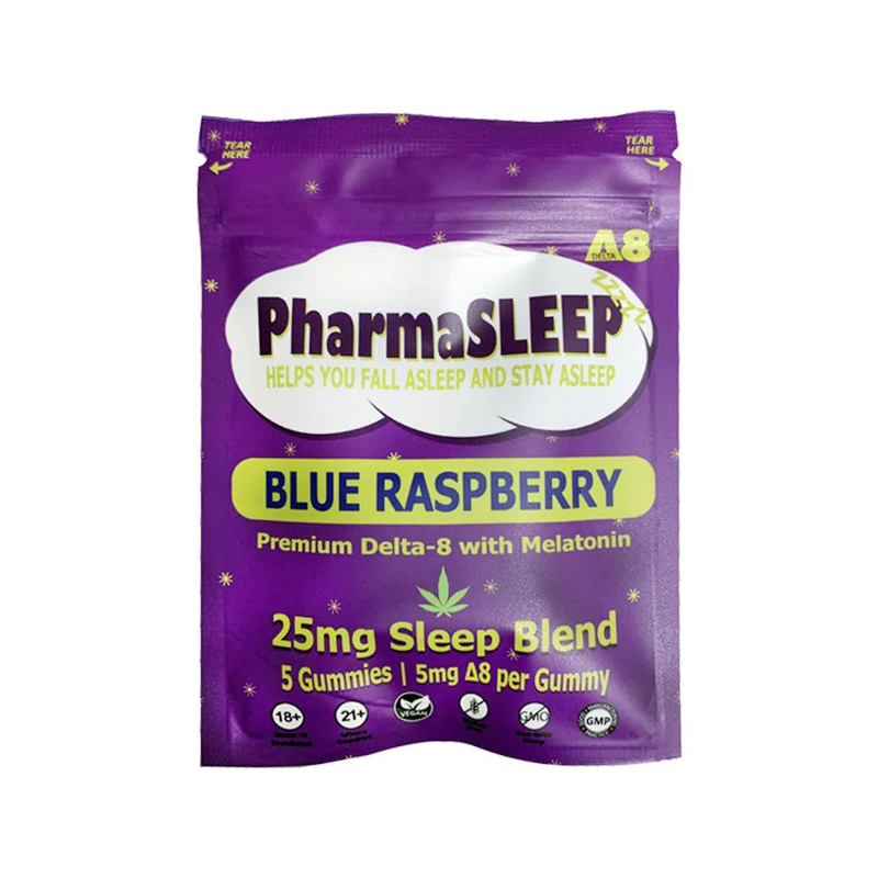 Blue Raspberry Melatonin + Delta 8 Pharmasleep Gummies By PharmaD8