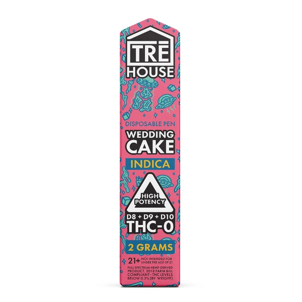 Wedding Cake Indica Delta 8 + Delta 9 + Delta 10 + THC-O Rechargeable Disposable By TreHouse